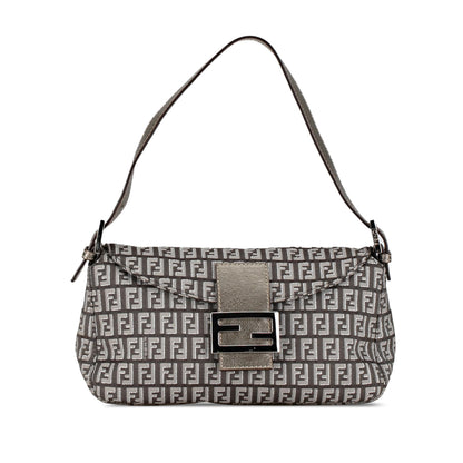 Fendi Zucchino Canvas Double Flap Shoulder Bag (SHG-C7qWAj) Rovelle Bags
