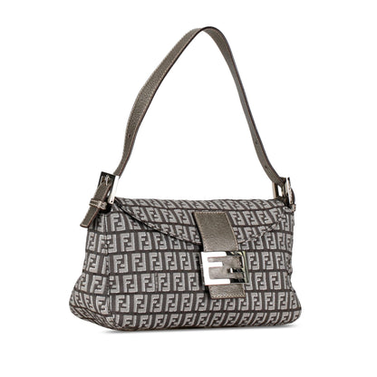Fendi Zucchino Canvas Double Flap Shoulder Bag (SHG-C7qWAj) Rovelle Bags