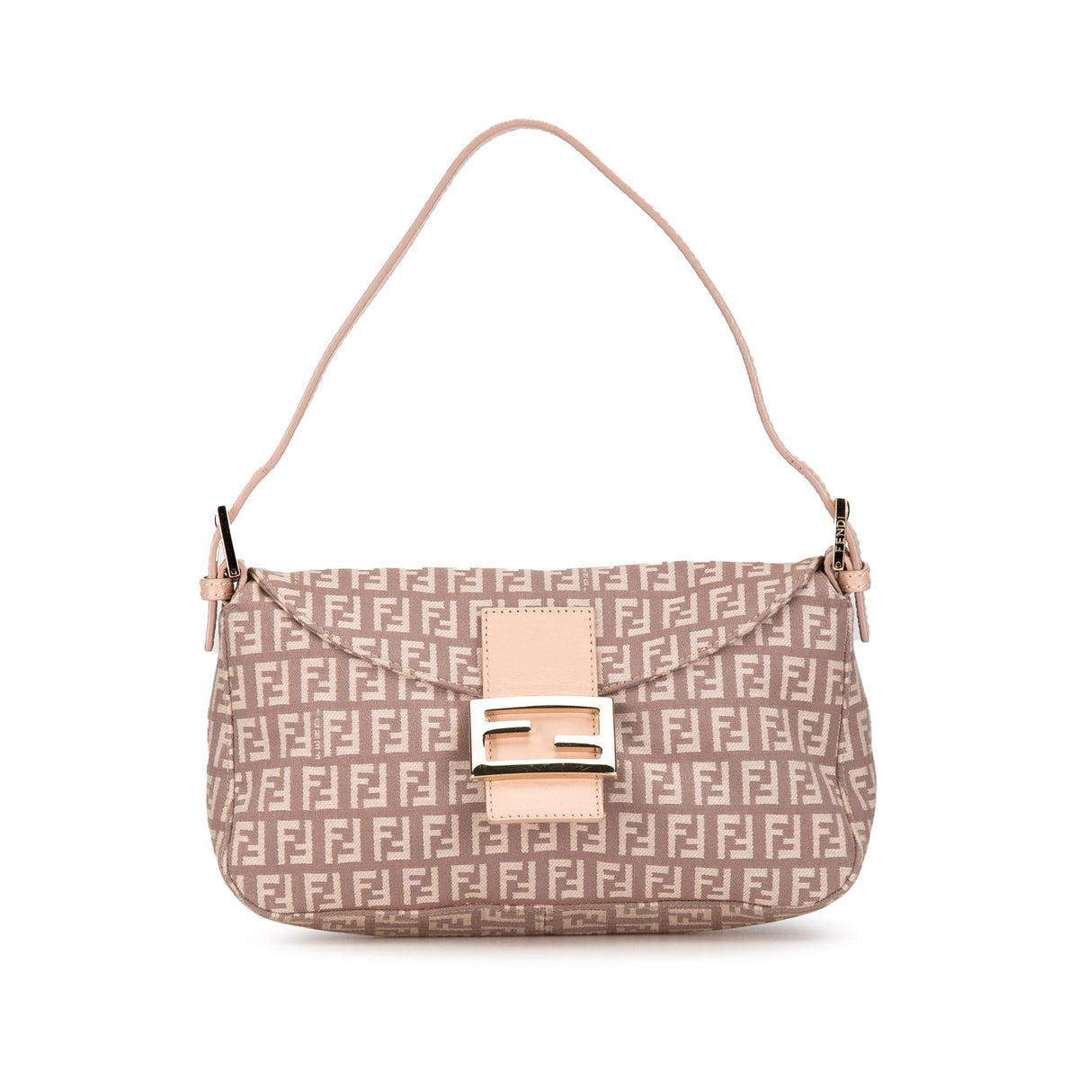 Fendi Zucchino Canvas Double Flap Shoulder Bag (SHG-8kx2Pu) Rovelle Bags