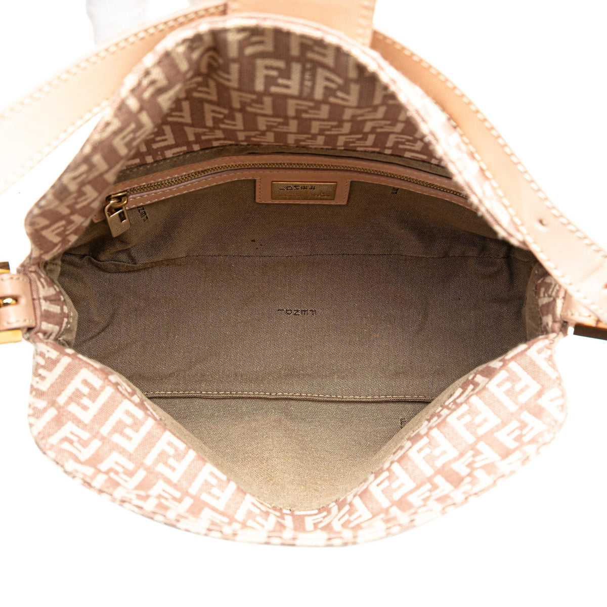Fendi Zucchino Canvas Double Flap Shoulder Bag (SHG-W6URSq) Rovelle Bags
