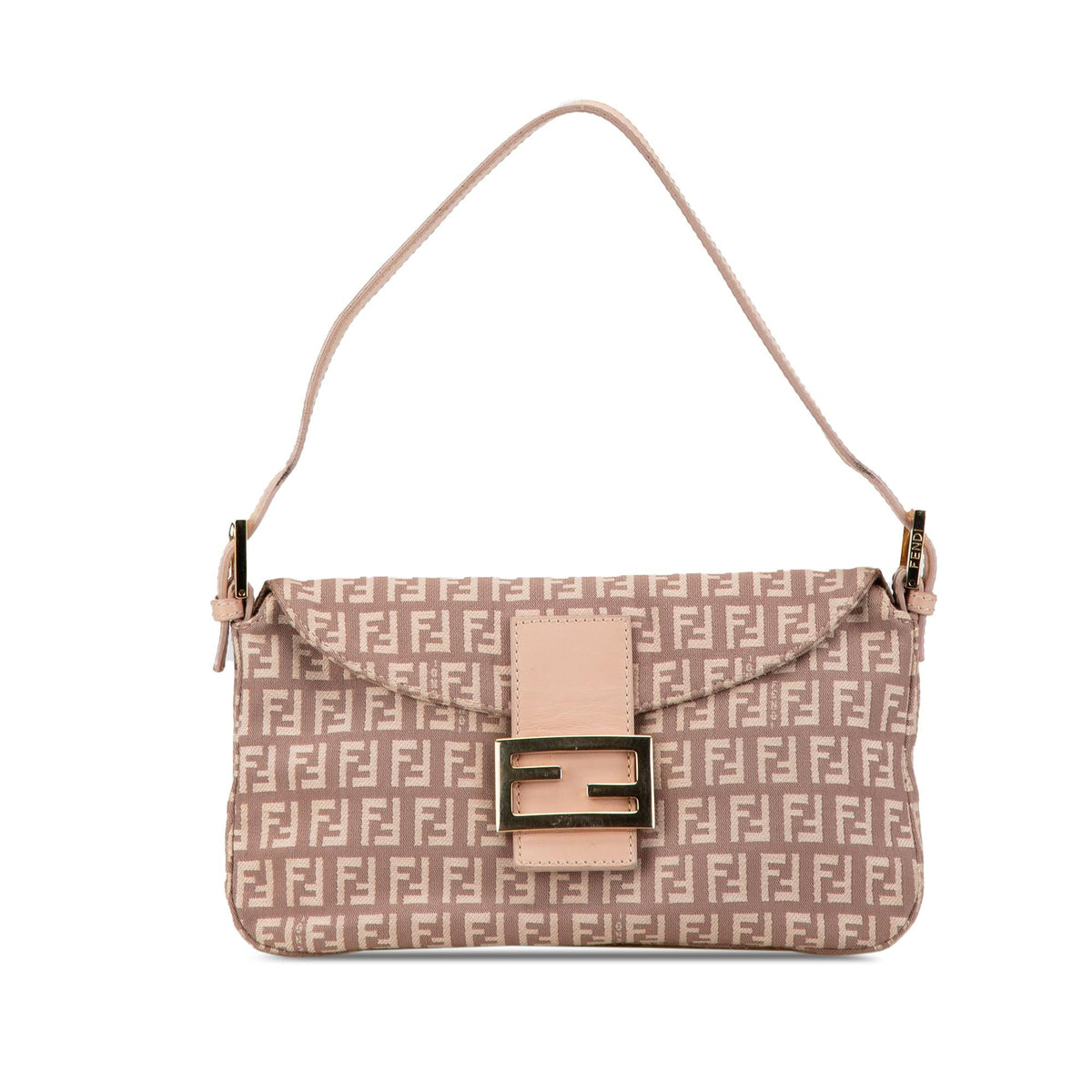 Fendi Zucchino Canvas Double Flap Shoulder Bag (SHG-W6URSq) Rovelle Bags