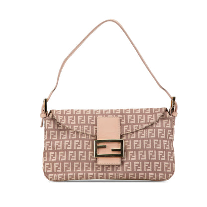 Fendi Zucchino Canvas Double Flap Shoulder Bag (SHG-W6URSq) Rovelle Bags