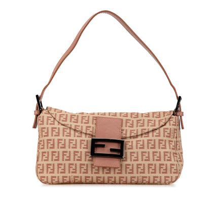 Fendi Zucchino Canvas Double Flap Shoulder Bag (SHG-LWyCwh) Rovelle Bags