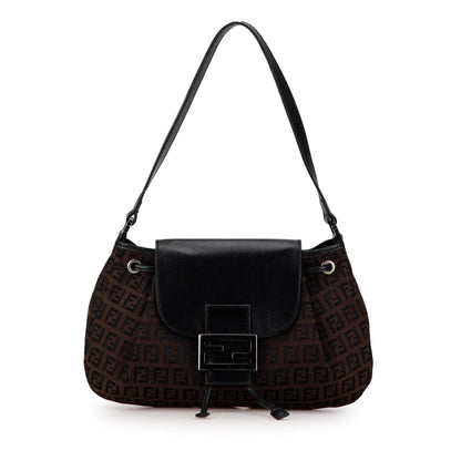 Fendi Zucchino Canvas Flap Shoulder Bag (SHG-lKn300) Rovelle Bags