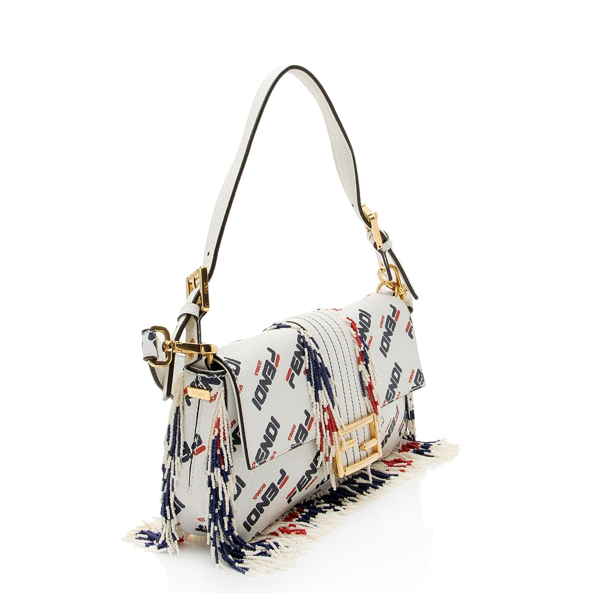 Fendi x Fila Calfskin Mania Beaded Fringe Baguette Shoulder Bag Rovelle Bags