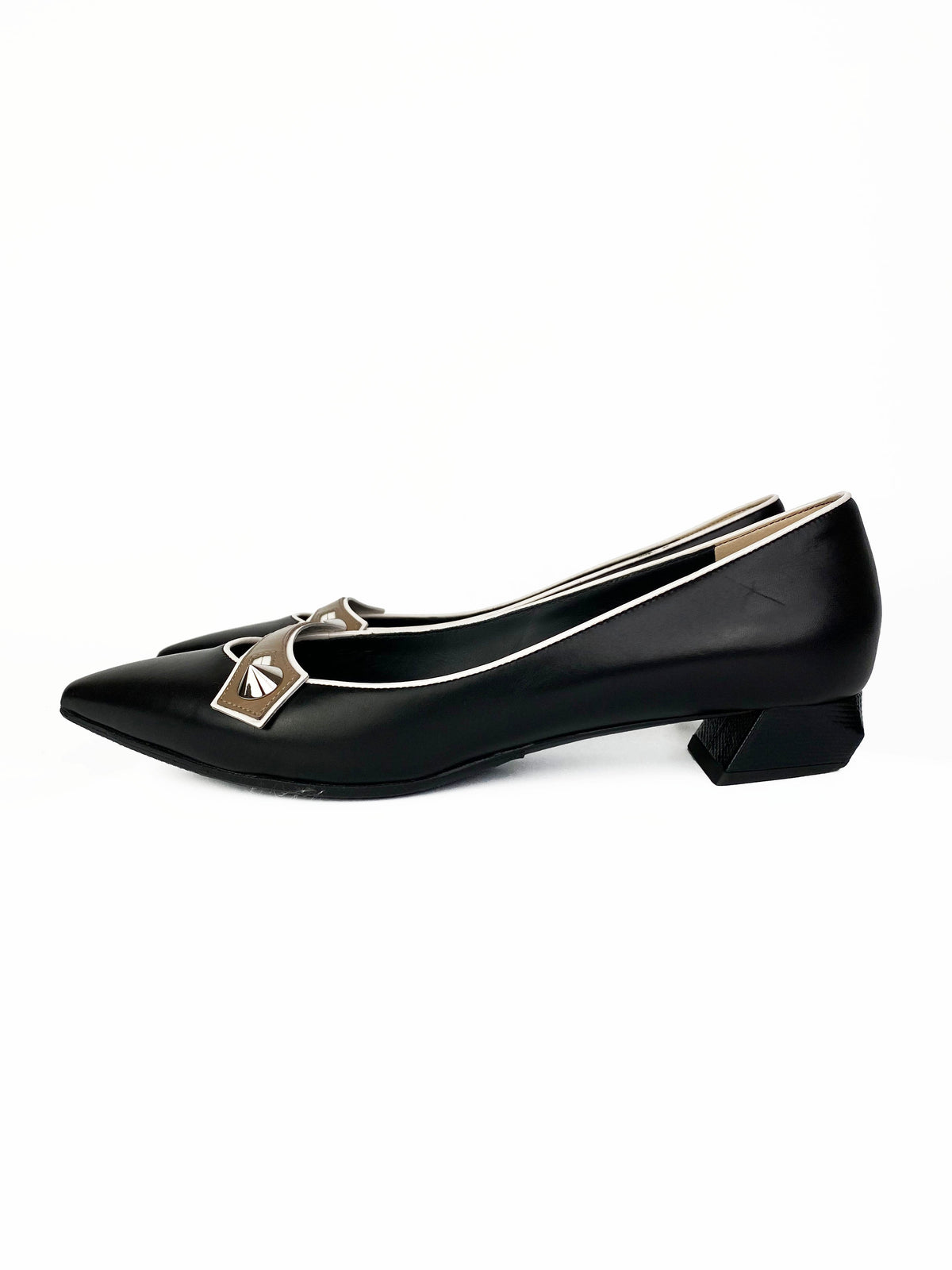 Fendi Black Flats with Silver Studs 38.5 Rovelle Bags