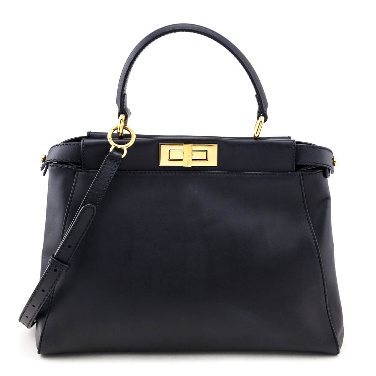 Fendi Black Nappa Medium Peekaboo Iconic Satchel Rovelle Bags