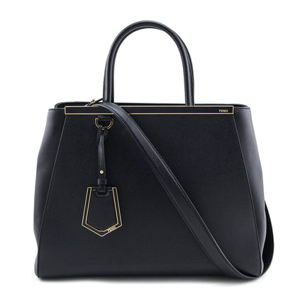 Fendi Black Vitello Elite Regular 2Jours Tote Rovelle Bags