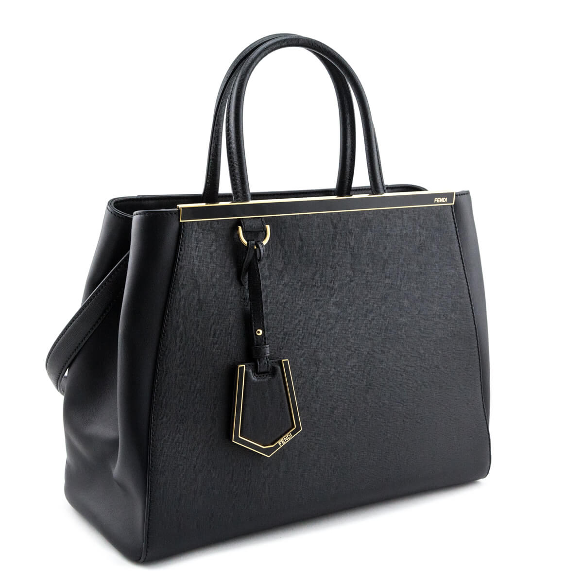 Fendi Black Vitello Elite Regular 2Jours Tote Rovelle Bags