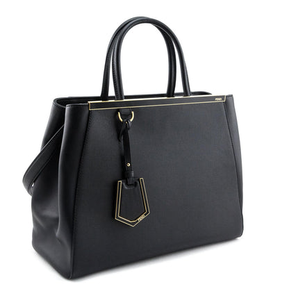 Fendi Black Vitello Elite Regular 2Jours Tote Rovelle Bags