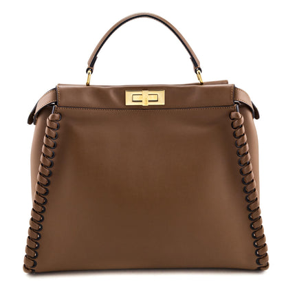 Fendi Brown Whipstitched Leather Large Peekaboo Rovelle Bags