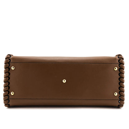 Fendi Brown Whipstitched Leather Large Peekaboo Rovelle Bags