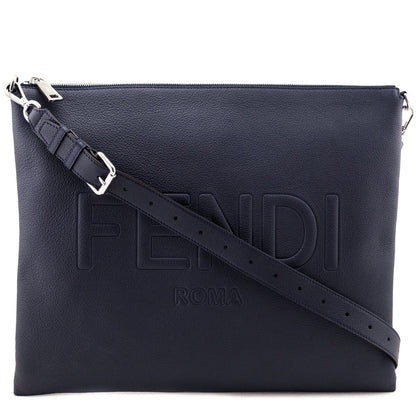 Fendi Dark Blue Vitello Cher Logo Embossed After Messenger Bag Rovelle Bags