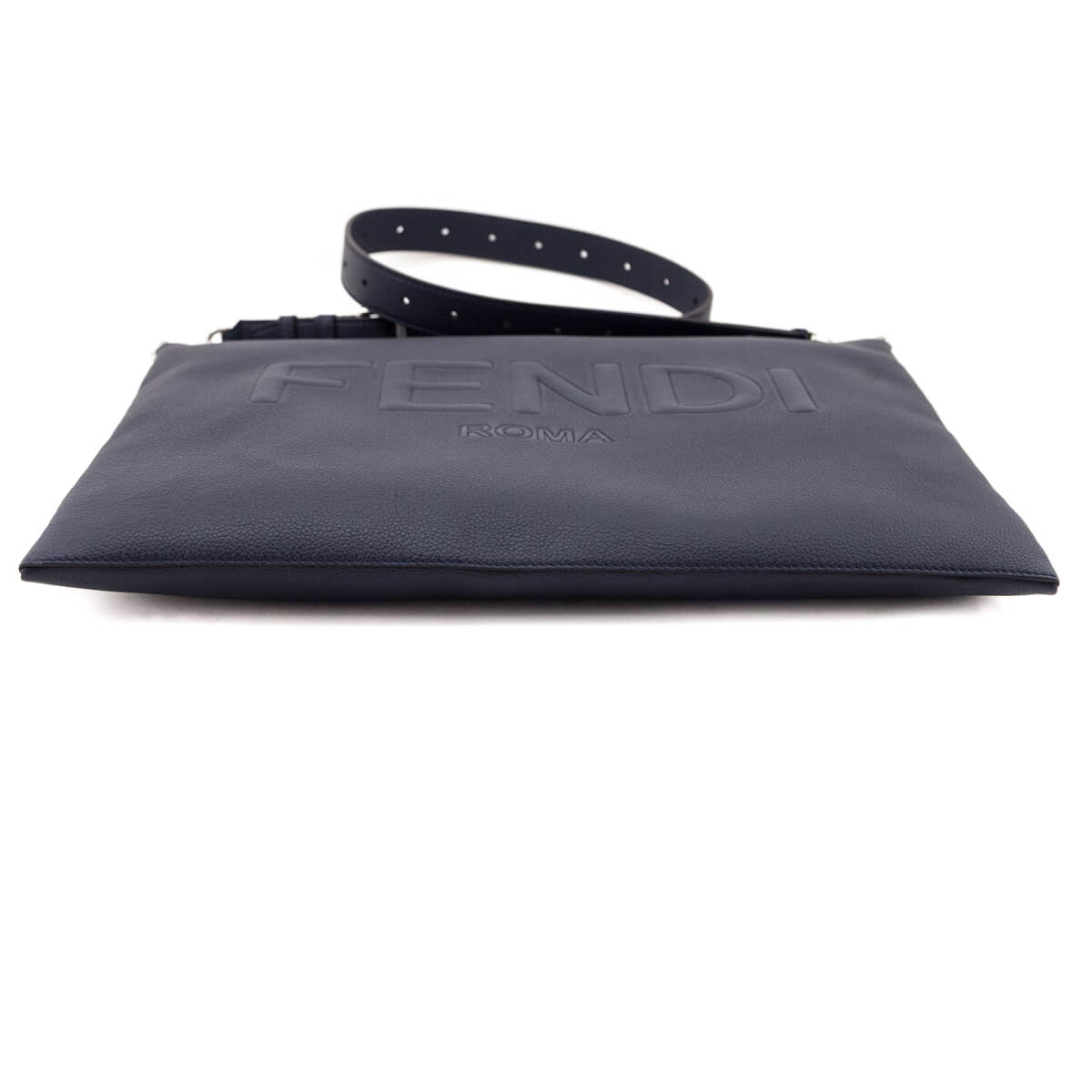 Fendi Dark Blue Vitello Cher Logo Embossed After Messenger Bag Rovelle Bags