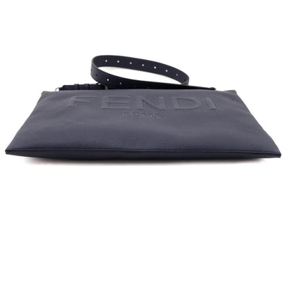 Fendi Dark Blue Vitello Cher Logo Embossed After Messenger Bag Rovelle Bags