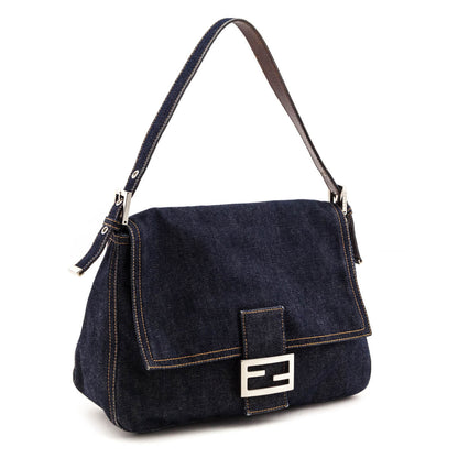 Fendi Denim Mama Baguette Rovelle Bags