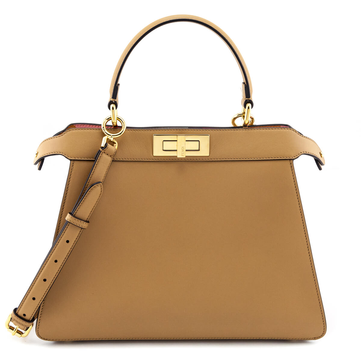 Fendi Miele Scuro Vitello Seta Nappa Medium Peekaboo I SEE U Satchel Rovelle Bags