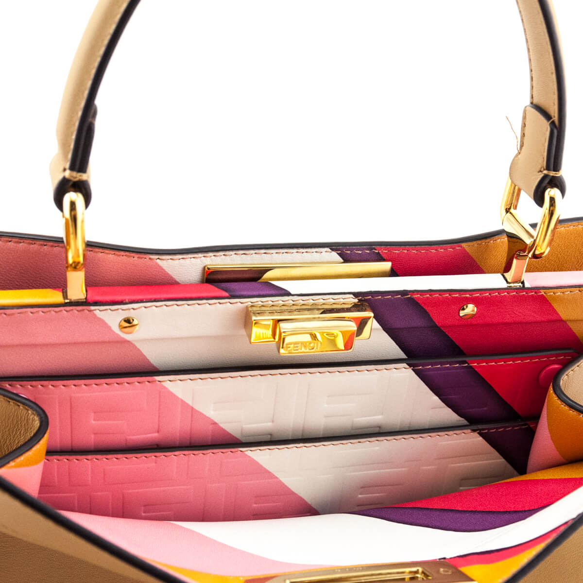 Fendi Miele Scuro Vitello Seta Nappa Medium Peekaboo I SEE U Satchel Rovelle Bags