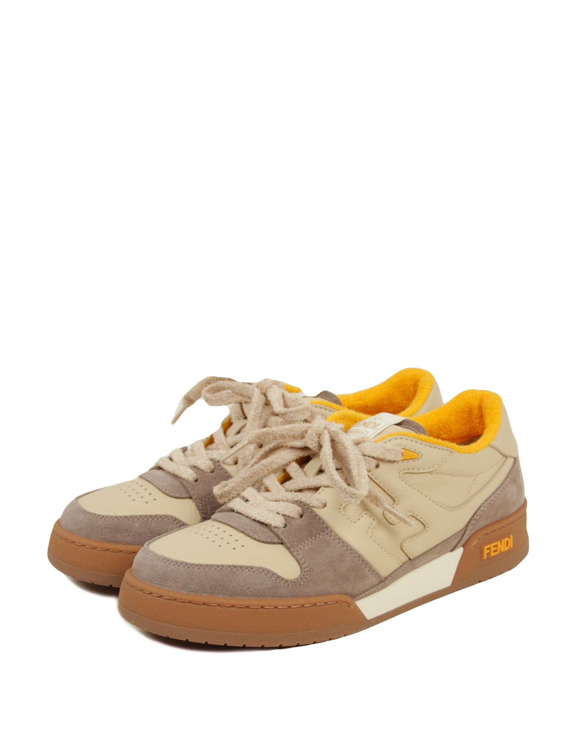 Fendi NEW IN BOX Brown/Cream Fendi Match Sneakers sz 39.5 Rovelle Bags