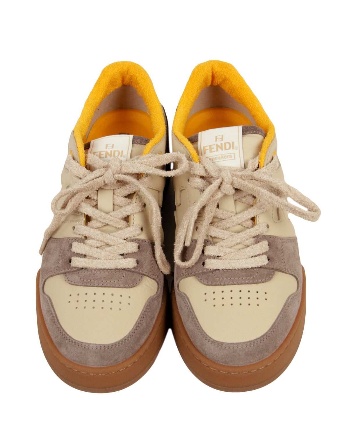 Fendi NEW IN BOX Brown/Cream Fendi Match Sneakers sz 39.5 Rovelle Bags