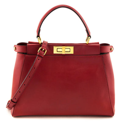 Fendi Red Nappa Medium Peekaboo Bag Rovelle Bags