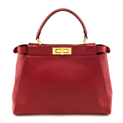 Fendi Red Nappa Medium Peekaboo Bag Rovelle Bags