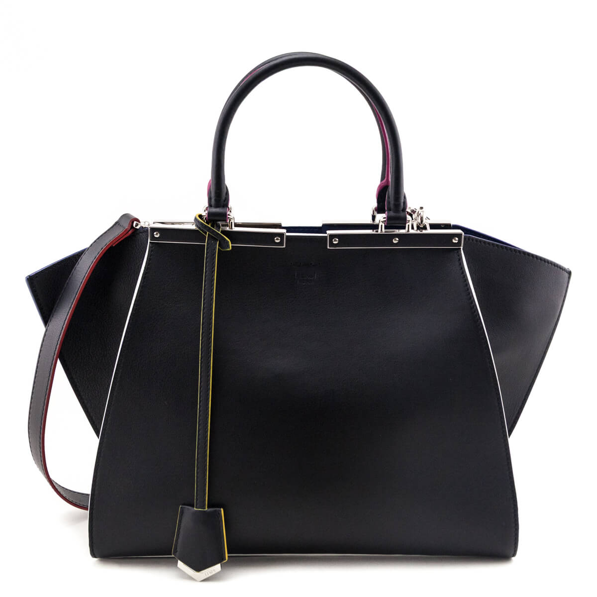 Fendi Black Smooth Calfskin Multicolor Contrast-Trim 3jours Bag Rovelle Bags