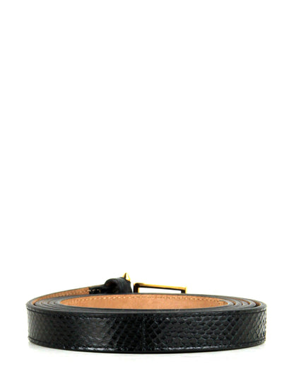 Fendi Black Snake Print Thin Baguette Double Wrap Belt sz 75/ 30" Rovelle Bags