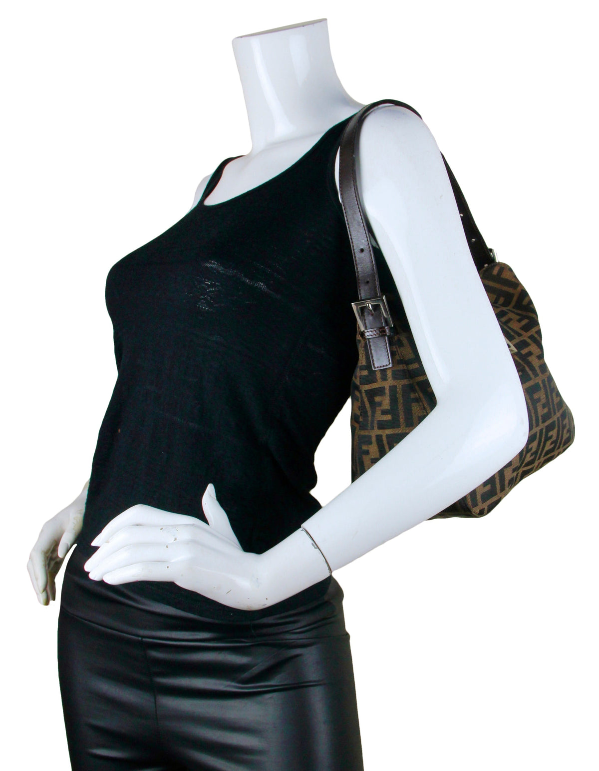 Fendi Tobacco Zucca Monogram Flap Baguette Bag Rovelle Bags