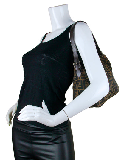Fendi Tobacco Zucca Monogram Flap Baguette Bag Rovelle Bags