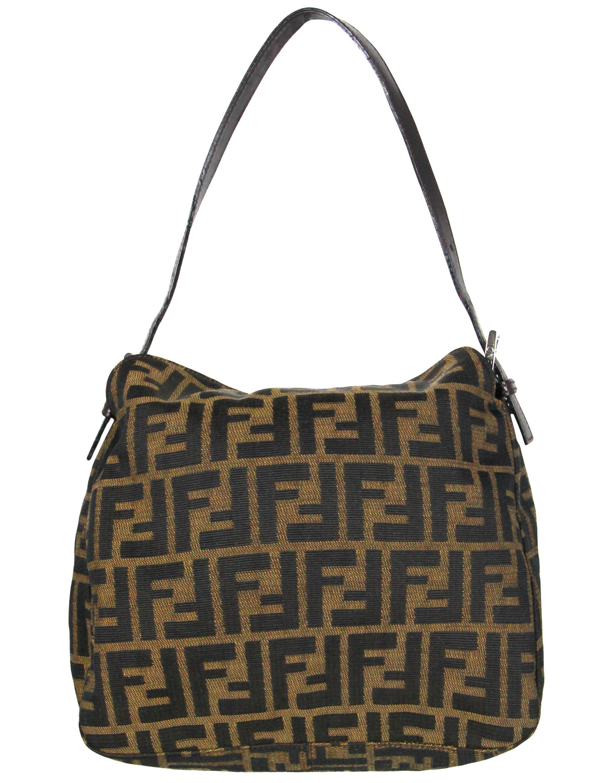 Fendi Tobacco Zucca Monogram Flap Baguette Bag Rovelle Bags