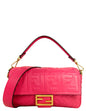 Fendi Pink Nappa Embossed Logo FF 1974 Large Baguette NM Bag w/ Two Straps Rovelle Bags