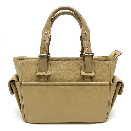 BURBERRY Handbag leather beige logo Side pocket Women