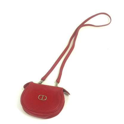 Christian Dior Shoulder Bag leather Red CDMetal Mini pochette Women Rovelle Bags