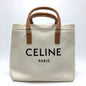 CELINE Tote Bag Canvas / leather white logo Tote Bag Women