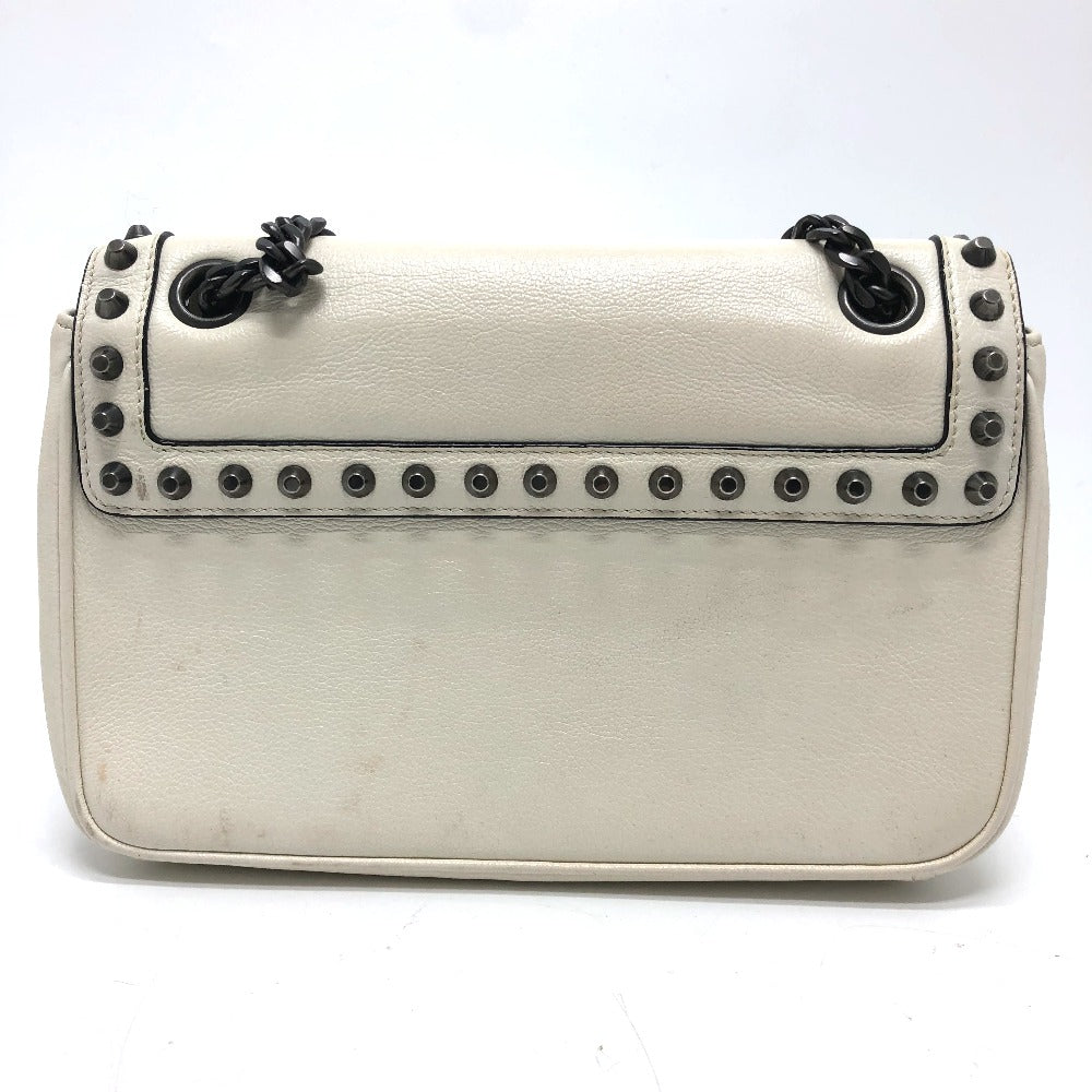 Prada Shoulder Bag 1Bd147 Leather White Logo Studs Chainshoulder Women Rovelle Bags