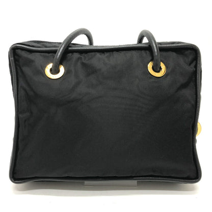 CELINE Shoulder Bag Nylon / leather black Circle logo Women