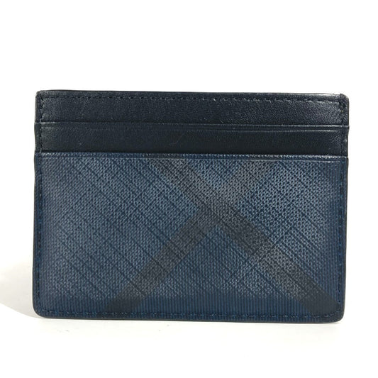 BURBERRY Card Case Leather / PVC Navy check unisex(Unisex)