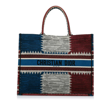 Blue Dior Large French Flag Book Tote Rovelle Bags