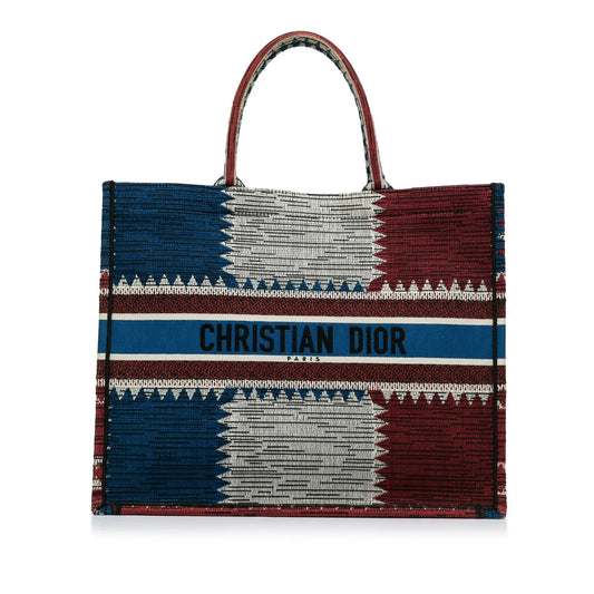 Blue Dior Large French Flag Book Tote Rovelle Bags