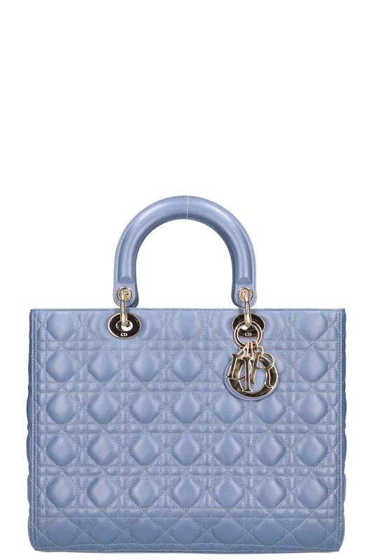 Christian Dior Large Lady Dior Bag Blue Rovelle Bags