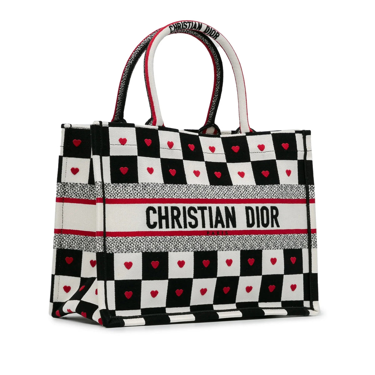 White Dior Dioramour Medium Canvas D-Chess Book Tote Rovelle Bags