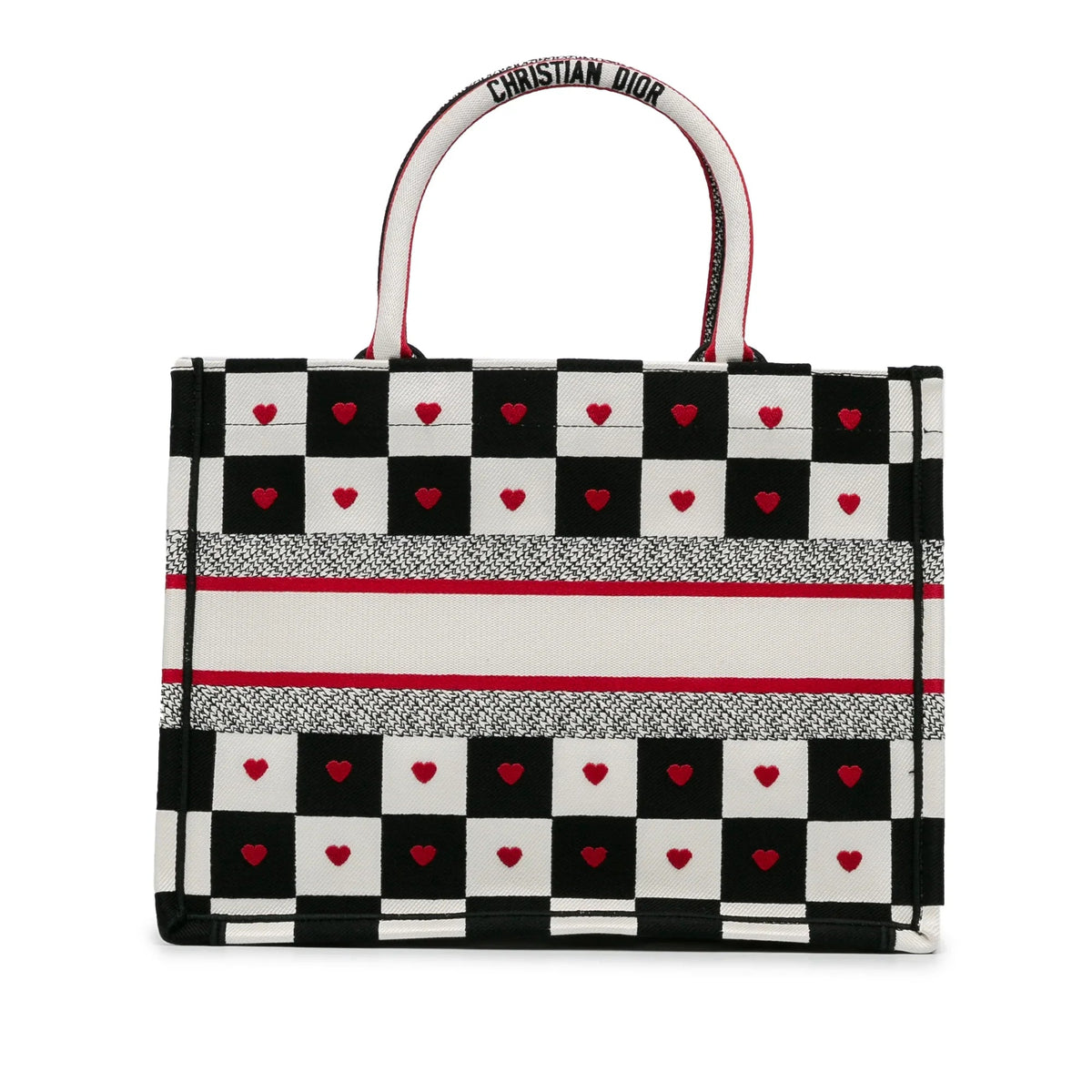 White Dior Dioramour Medium Canvas D-Chess Book Tote Rovelle Bags