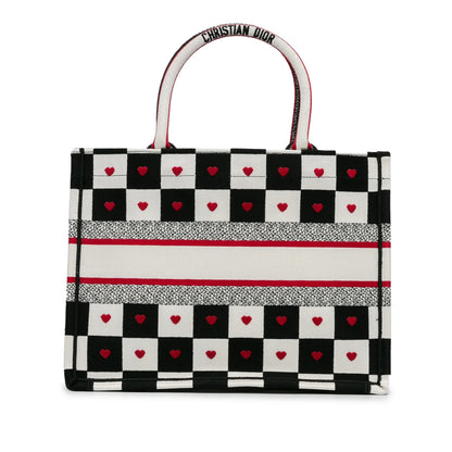 White Dior Dioramour Medium Canvas D-Chess Book Tote Rovelle Bags