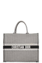 Christian Dior Houndstooth Large Book Tote Canvas Black White Rovelle Bags