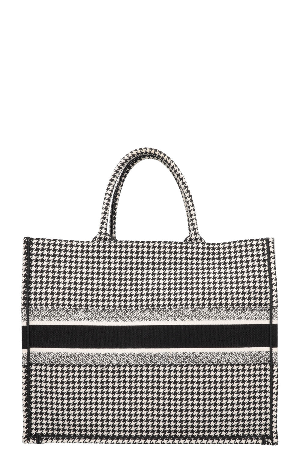 Christian Dior Houndstooth Large Book Tote Canvas Black White Rovelle Bags