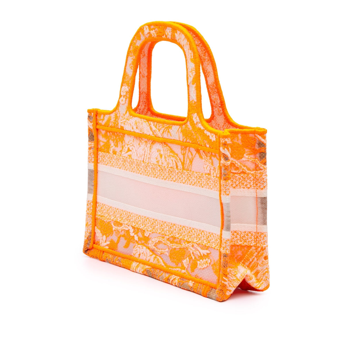 Orange Dior Mini Canvas Embroidered Dioriviera Toile De Jouy Book Tote Handbag Rovelle Bags