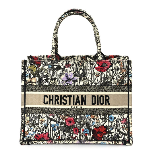 Christian Dior Canvas Embroidered Medium Mille Fleurs Book Tote Multicolor Rovelle Bags