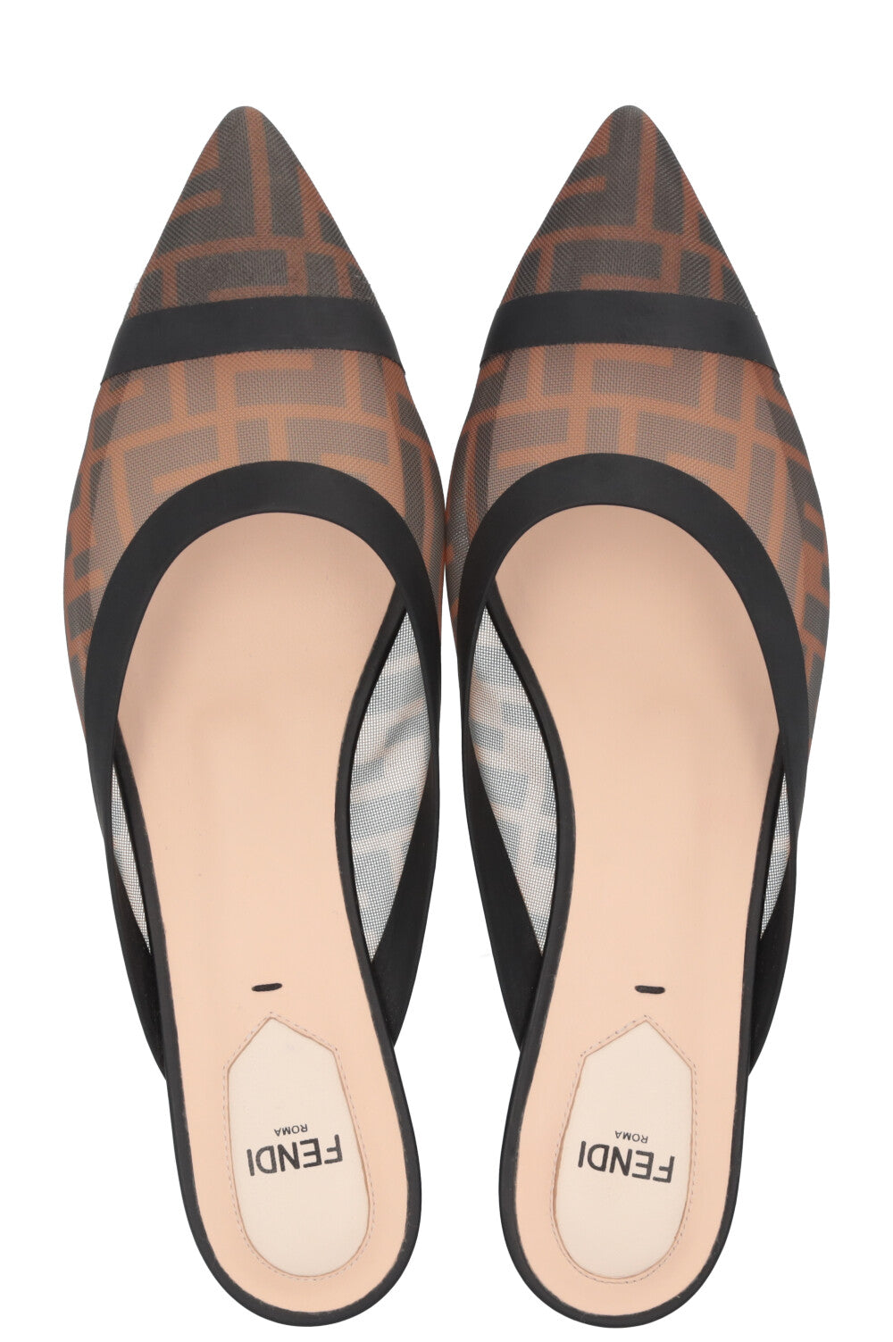 FENDI Zucca Print Colibri Mesh Mules Brown Rovelle Bags