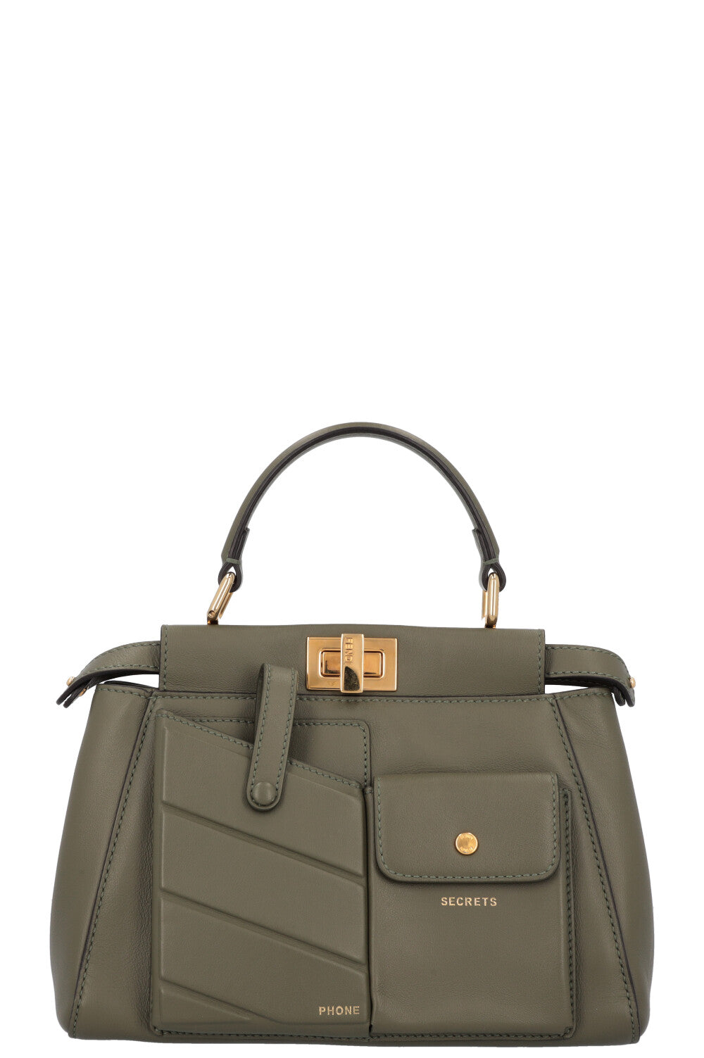 FENDI Mini Peekaboo Pocket Leather Green Rovelle Bags